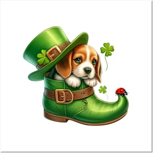 Beagle Dog Shoes For Patricks Day Posters and Art